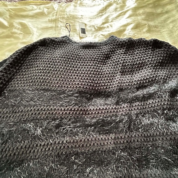 SOFT FUZZY SWEATER, BLACK, SIZE 4X, LONG SLEEVES, RIBBED CREW NECK, DROP SHOULDE - Picture 7 of 11